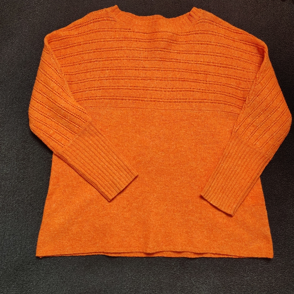 Woolrich Wool Sweater Women's XL Dark Orange Long Sleeve Square Neck Casual NEW